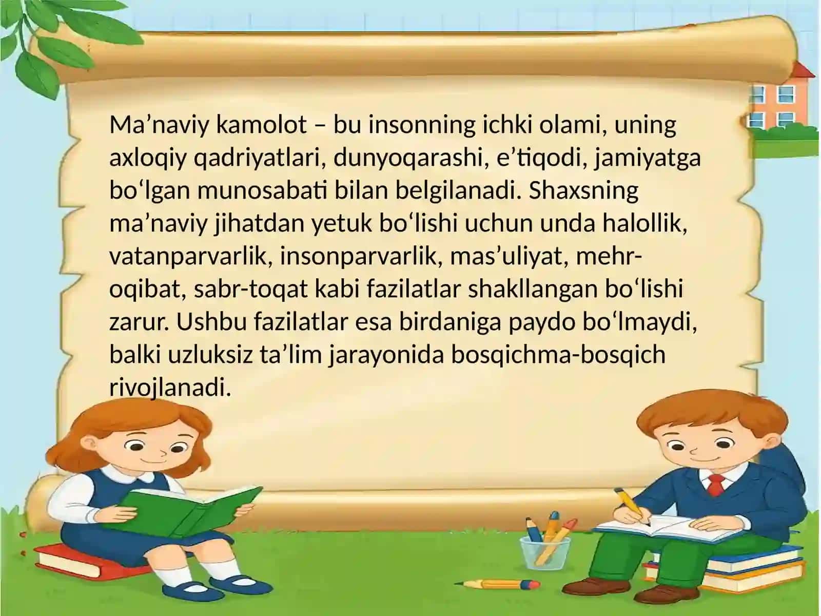 Uzluksiz ta’lim jarayonida shaxsning ma’naviy kamolotiga oid fazilatlarni shakllantirish 4