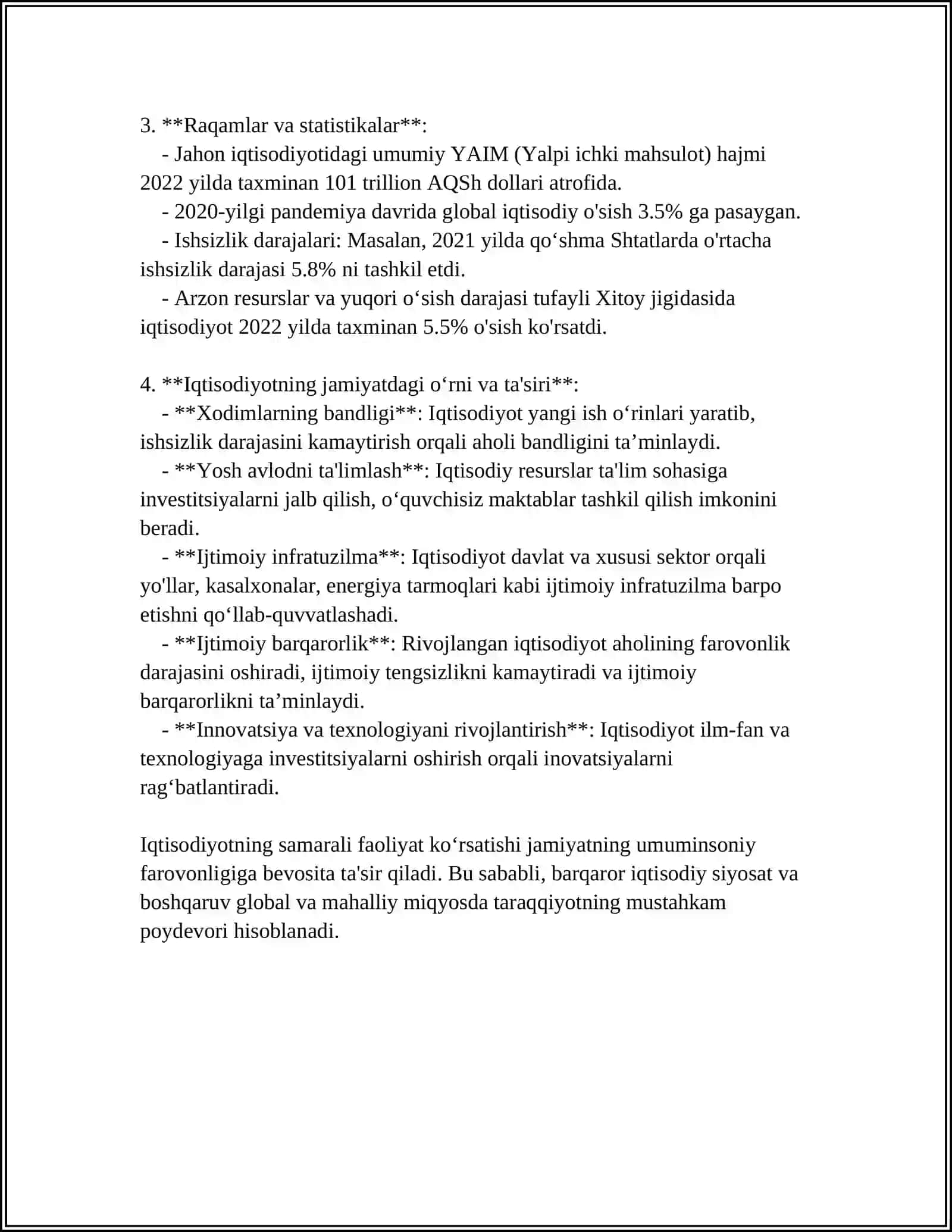 IQTISODIYOTNING JAMIYATDA TUTGAN O'RNI 4