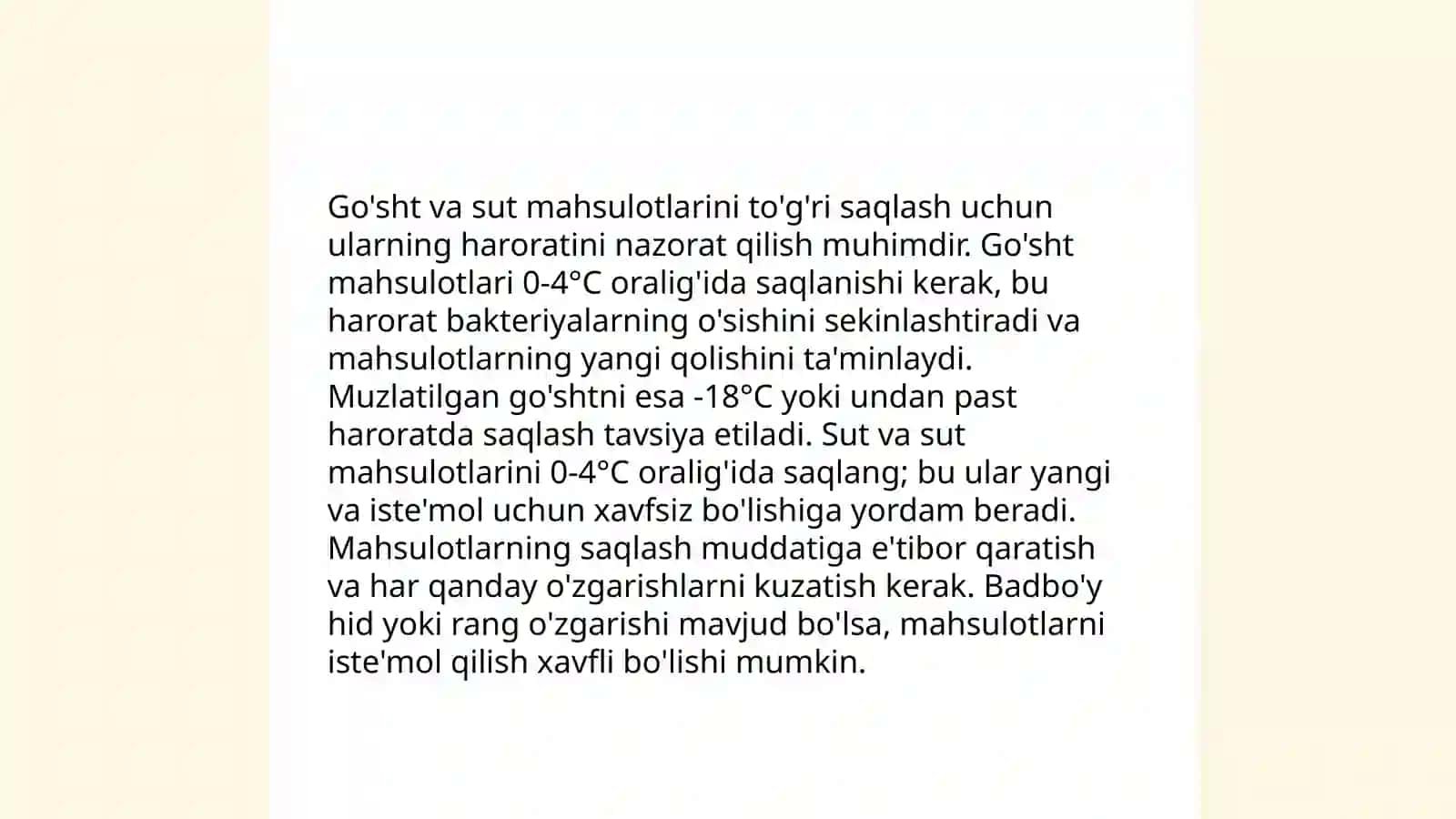 Goʻsht va sut mahsulotlarni saqlash 4