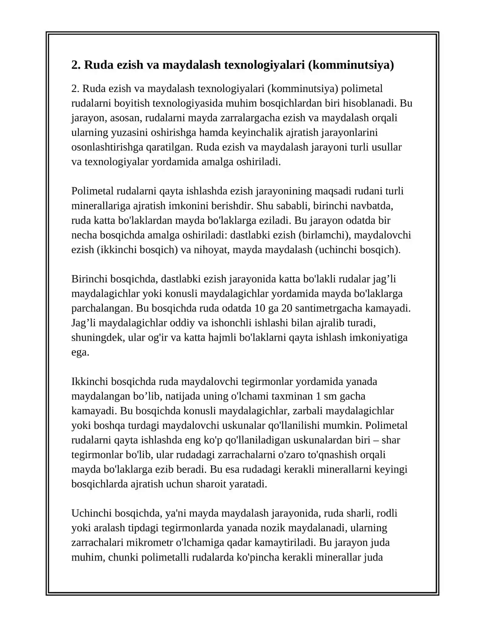 POLIMETAL RUDALARNI BOYITISH TEXNOLOGIYASI 4