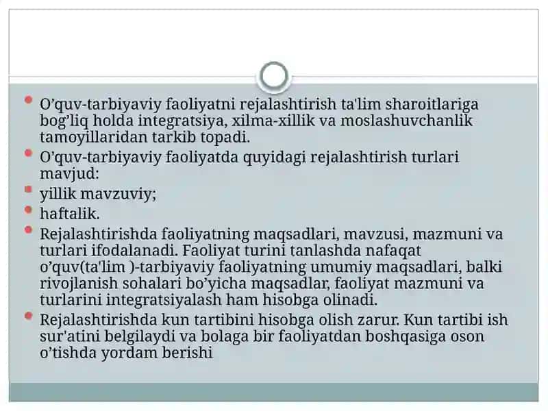 Tarbiyachining shaxsiy ish rejasi 4