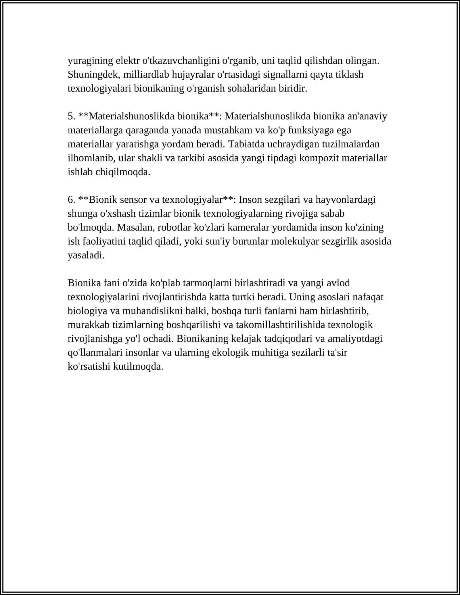 BIONIKA ASOSLARI VA UNING INSON HAYOTIDAGI ÕRNI 4