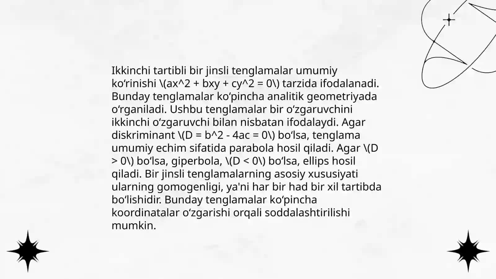 Bir jinsli algebraik tenglamalar sistemasi 4