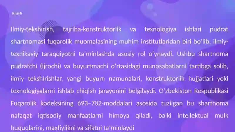 Ilmiy-tekshirish, tajriba-konstruktorlik va texnologiya ishlari pudrati 4