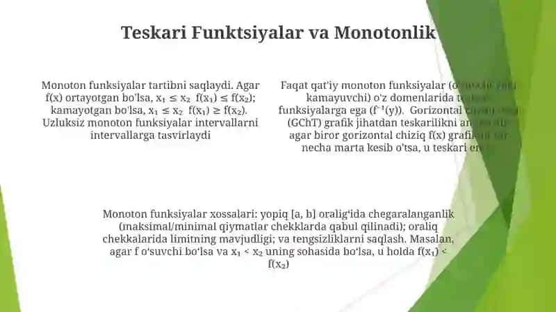 Monoton funiksiyalar va ularning xossalari 4