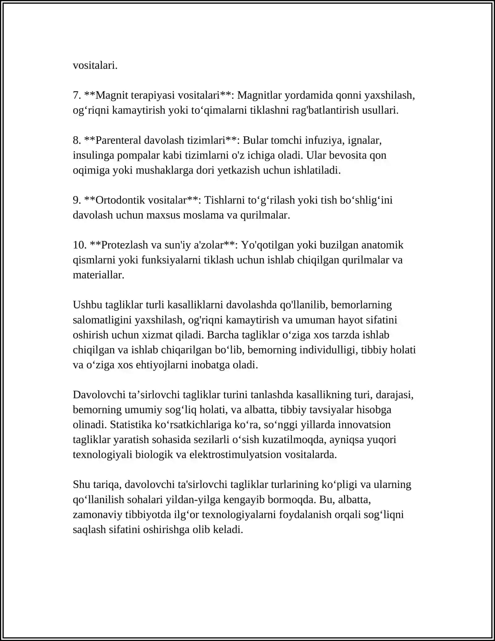 DAVOLOVCHI TAGLIKLAR TURLARI XUSUSIYATLARI 4