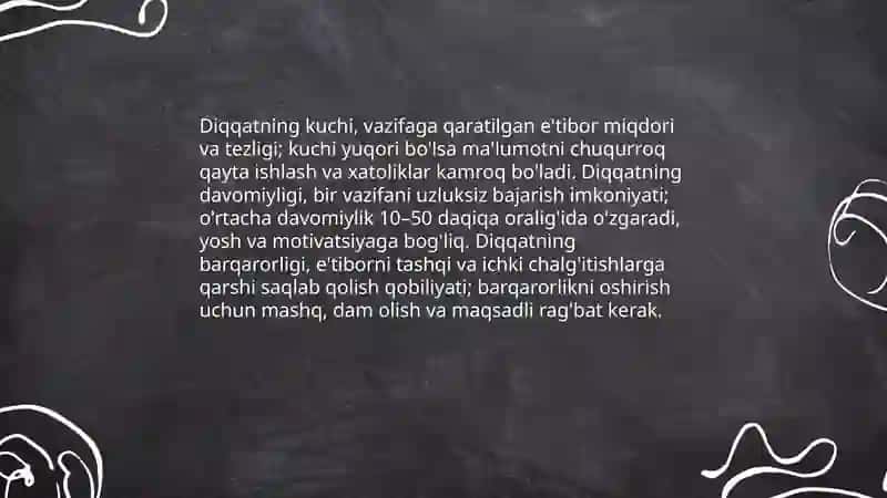 Diqqat turlari va uning xususiyatlari 4
