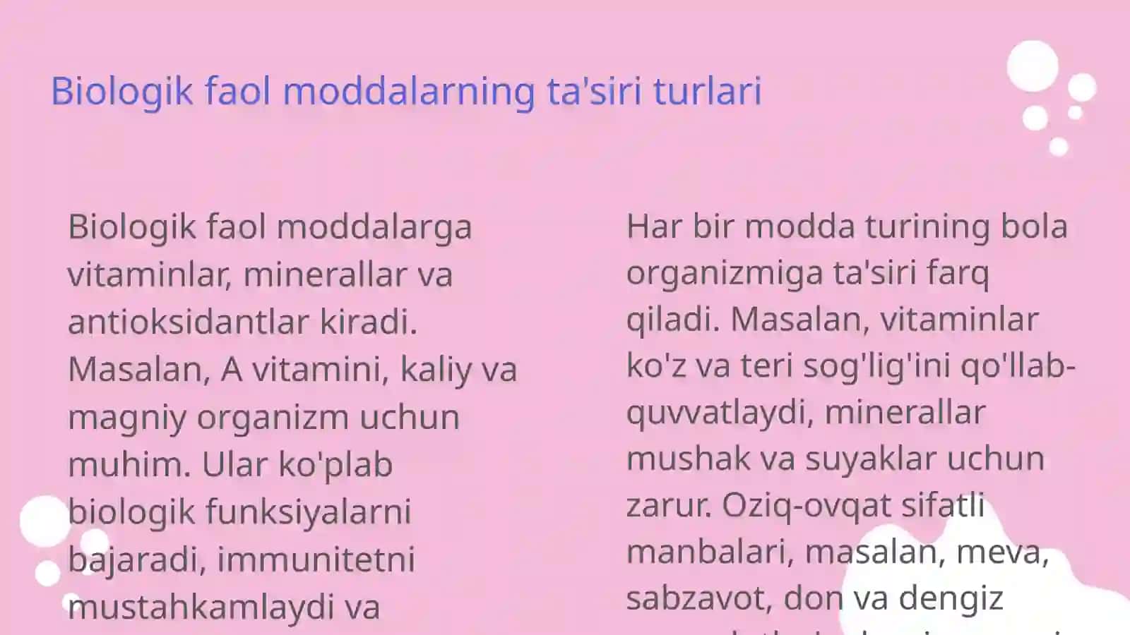 Biologik faol va dorivor moddalarning bola organizmiga ta'siri 4
