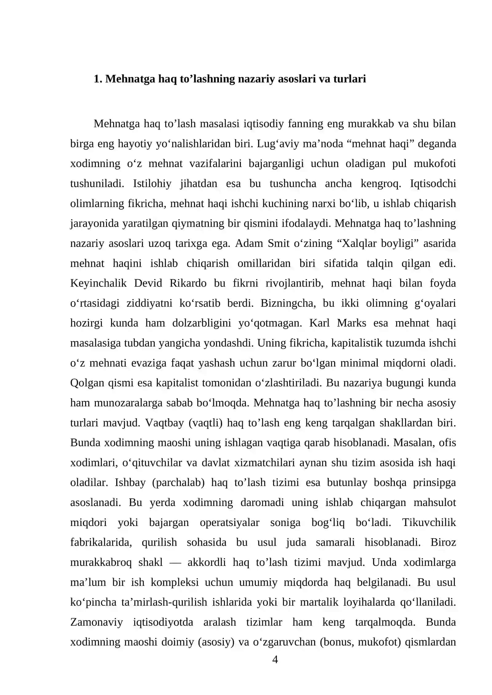 Mustaqil ish: Mehnat va unga haq to’lash hisobi 4