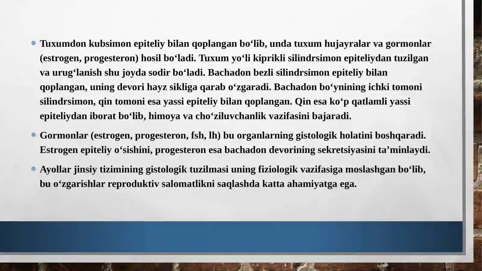Gistologiya, sitologiya, embriologiya fanidan tayyorlangan mustaqil ishi 4