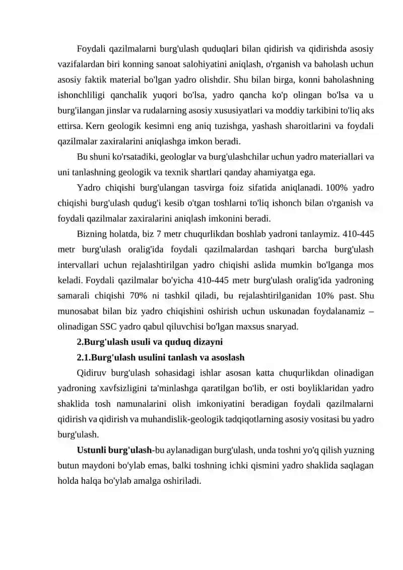RAZVETKA TIZIMI BURG'ULASH, TOG' INSHOATLARI, TOG' ISHLARI VA BURG'ULASH 4