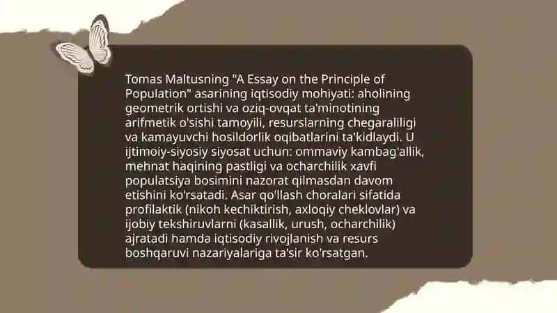 Tomas Maltusning iqtisodiy qarashlari va gʻoyalari 4