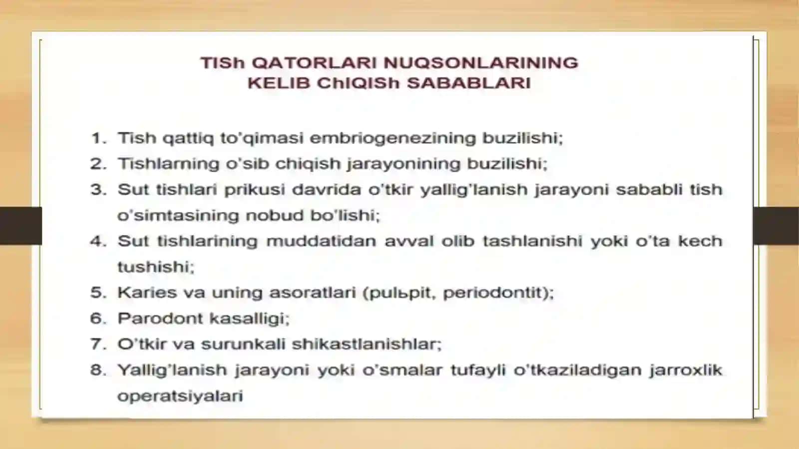 Tish qatorlari qisman nuqsonlari 4