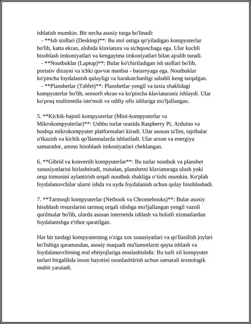 KOMPYUTER TIZIMINING TURLARI VA KOMPANENTLARI 4
