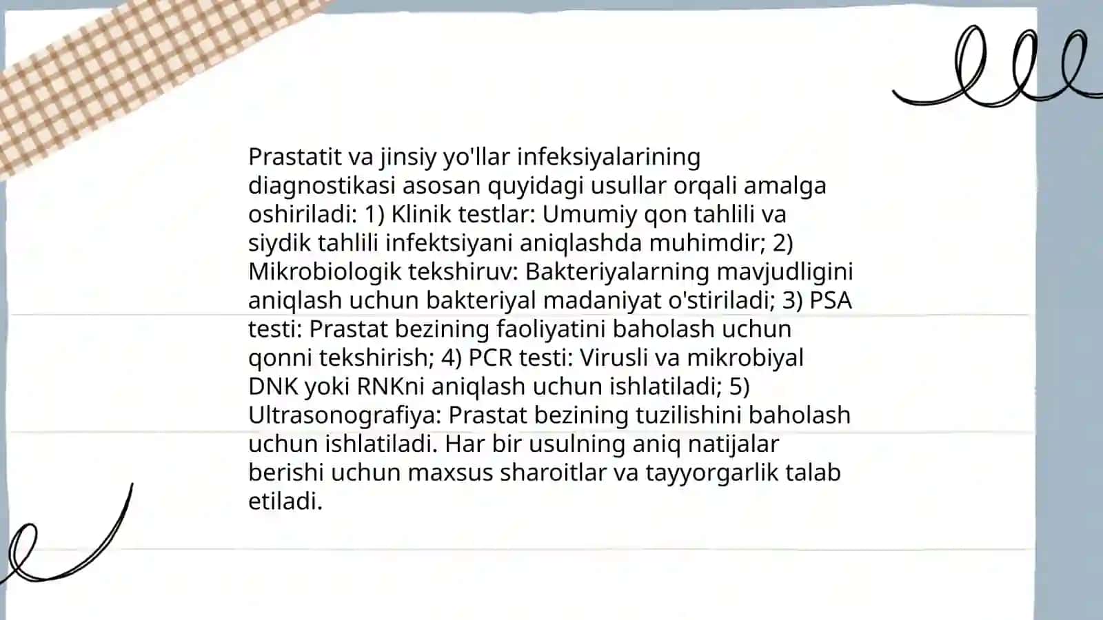 Prastatit va jinsiy yollar infeksiyasi. Davolash diagnostikasi 4