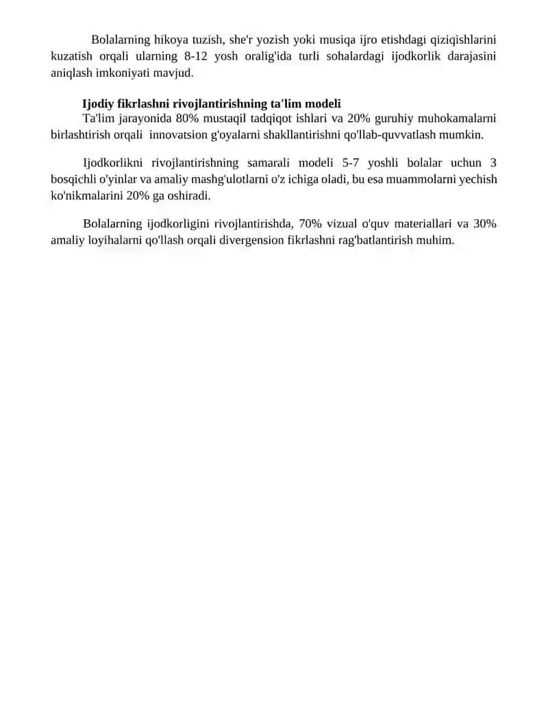 Bolalarda ijodkorlikni rivojlantirivchi oquv modeli 4