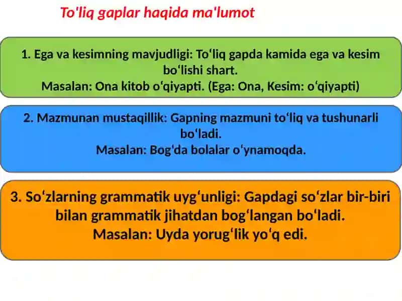 To'liq va To'liq Gaplar 4