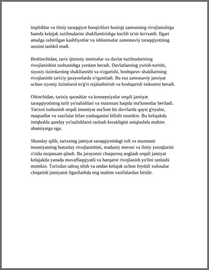 JAMIYAT TARAQQIYOTIDA TARIXNING MAZMUNI, YO’NALISHLARI VA KONSEPSIYALARI 4