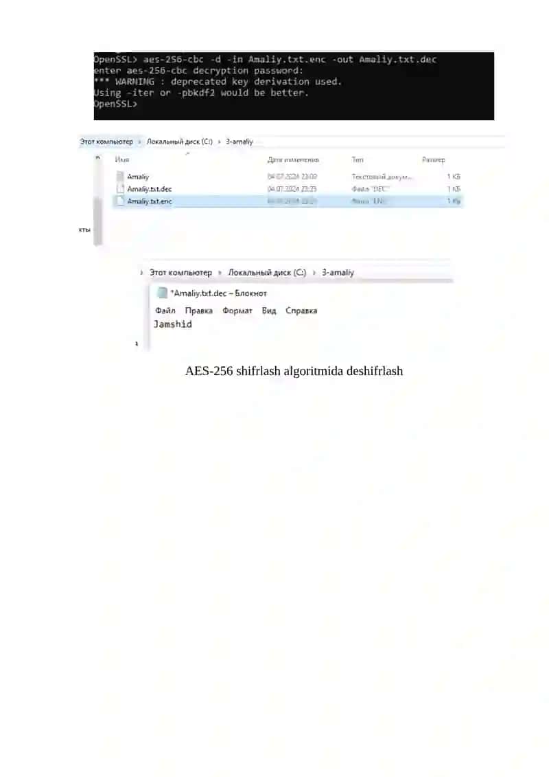 OpenSSL kutubxonasidan foydalanish holda bloki shifrlar yordamida ma'lumotlarni shifrlash 4