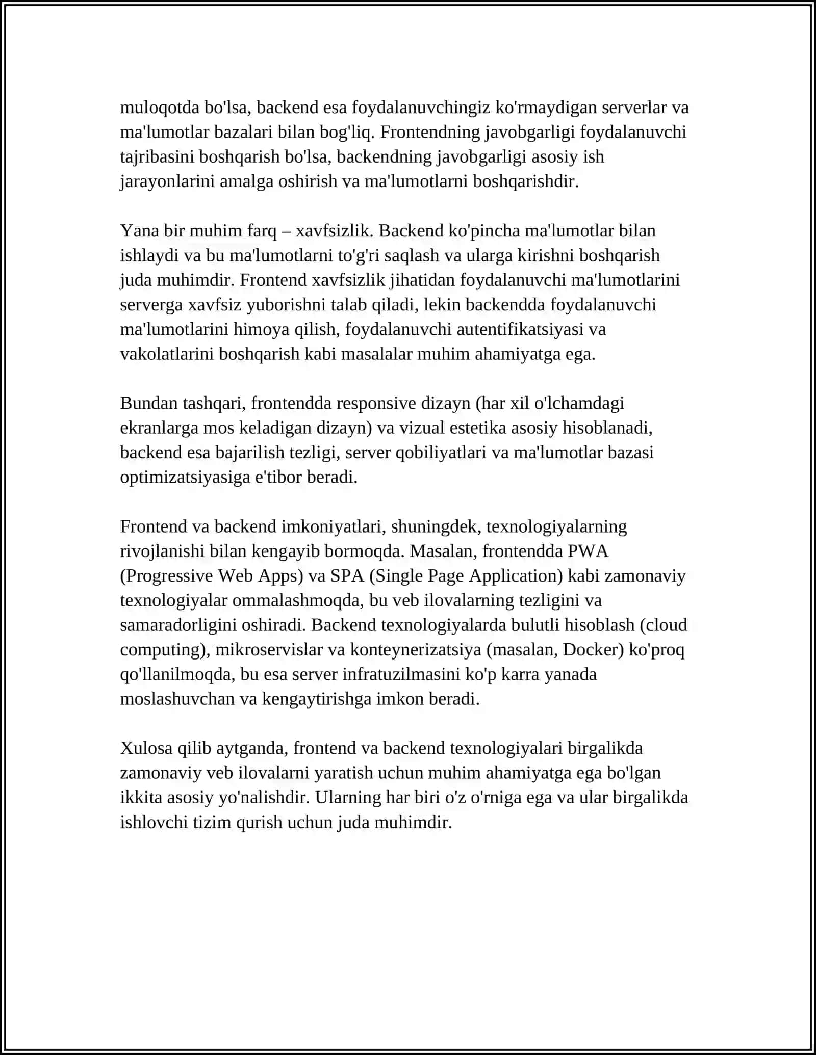 FRONTEND VA BACKEND TEXNOLOGIYALARI 4