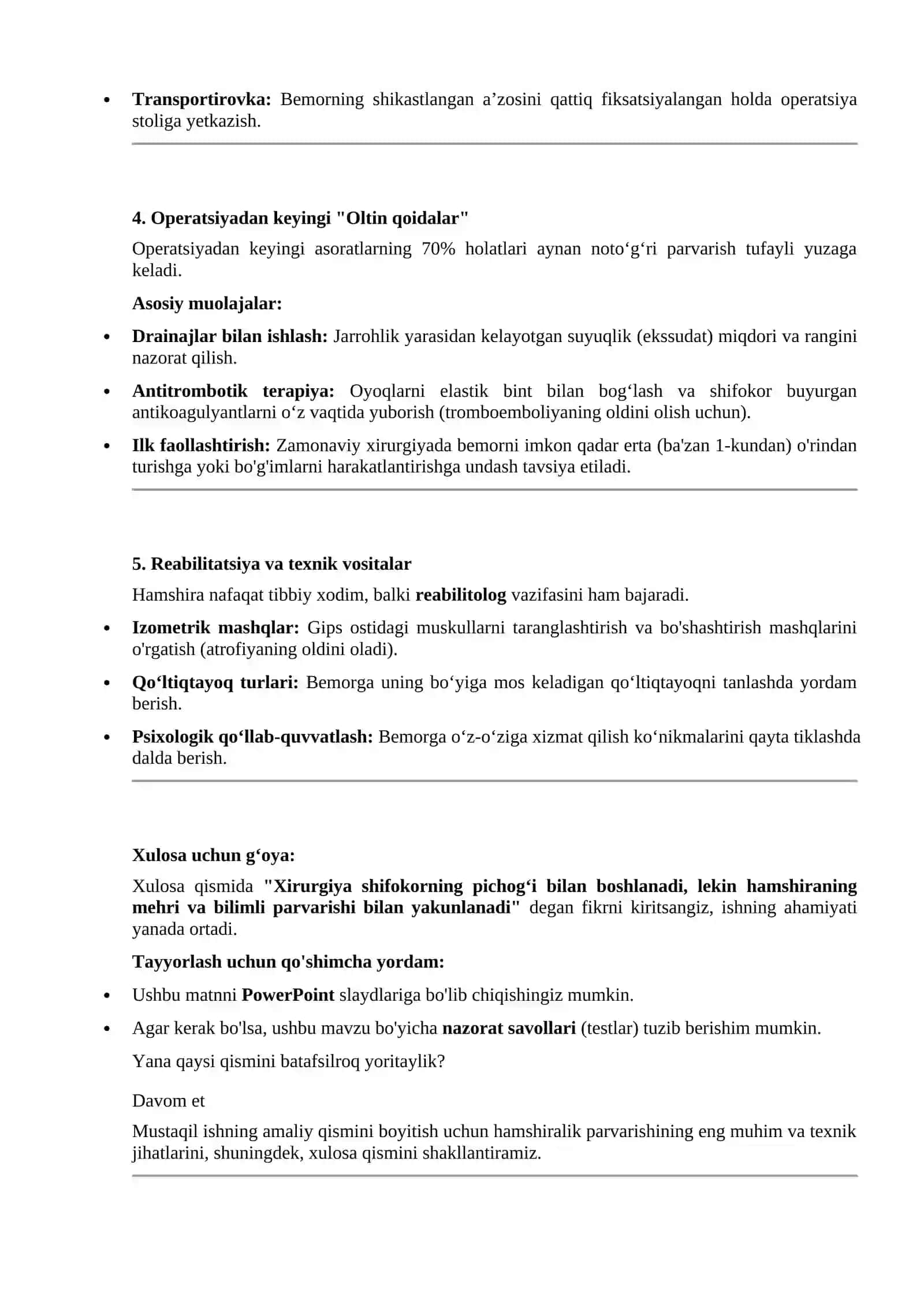 Tayanch harakat apparatining xirurgik kasalliklarida hamshiralik ishi 4