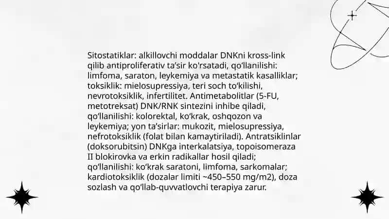 Oʻsmalarni dori darmon bilan davolash terapiyasi 4
