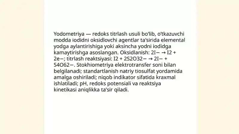 Permanganatomet-riya. Yodometriya 4