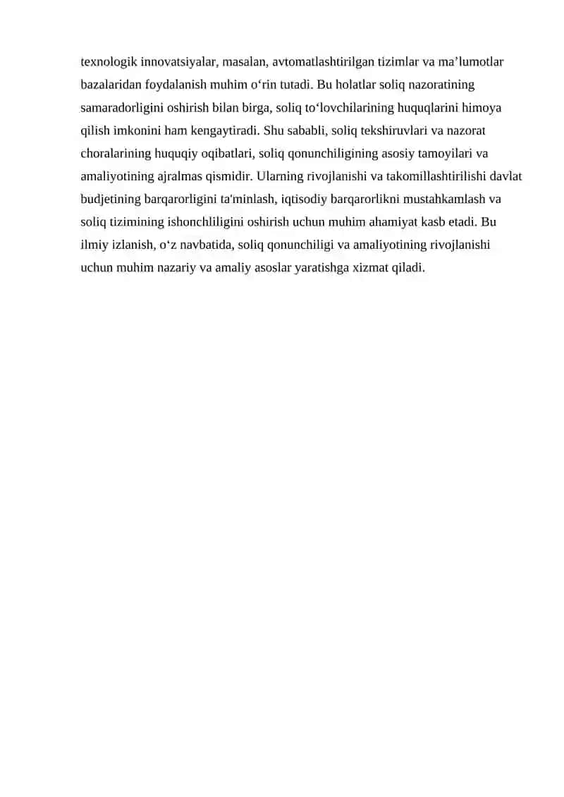 Soliq tekshiruvlarining va soliq nazorati boshqa choralarining huquqiy oqibatlari 4
