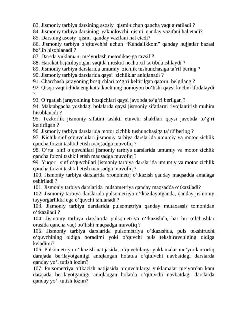 Maktabgacha yoshdagi bolalar uchun jismoniy tarbiya test savollari 4