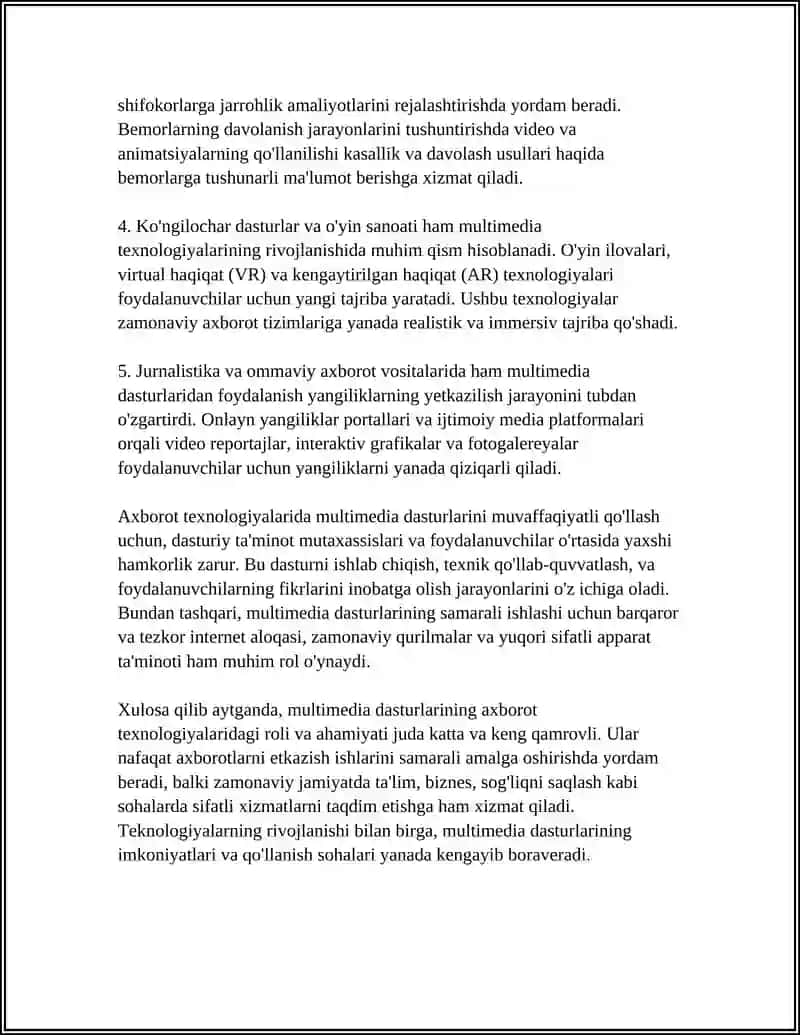 AXBOROT TEZNALOGIYALARIDA MULTIMEDIA DASTURLARIDAN FOYDALANISH 4