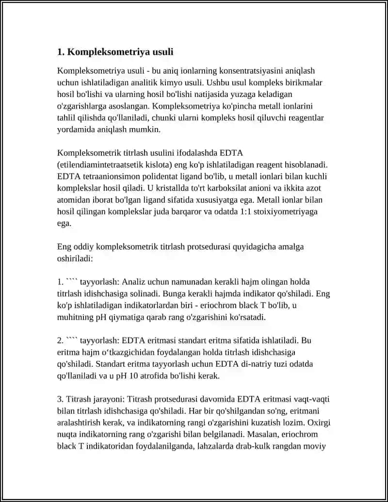 KOMPLEKSOMETRIYA USULIDA ICHIMLIK SUVINING QATTIQLIGINI ANIQLASH 4
