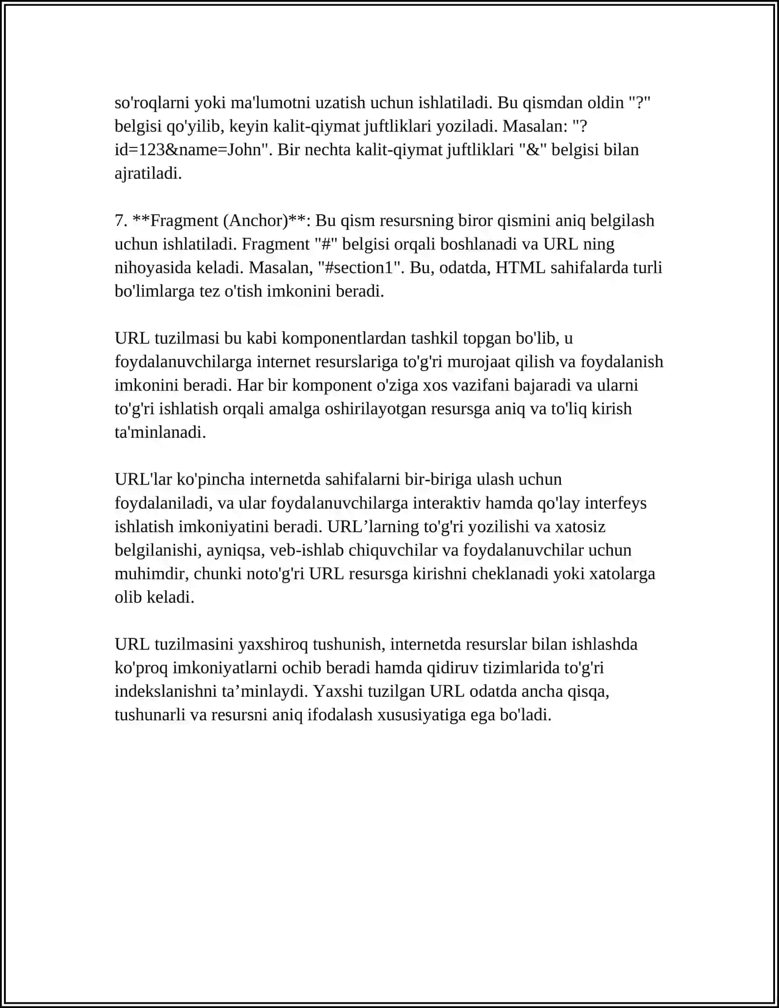URLNING STRUKTURASI, QISMLARI VA ULARNING MANOLARI 4