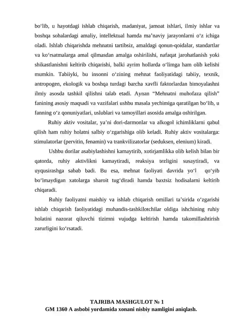 "Hayot Faoliyati Xavfsizligi" Fanidan Amaliy Mashg'ulotni Bajarish Uchun 4