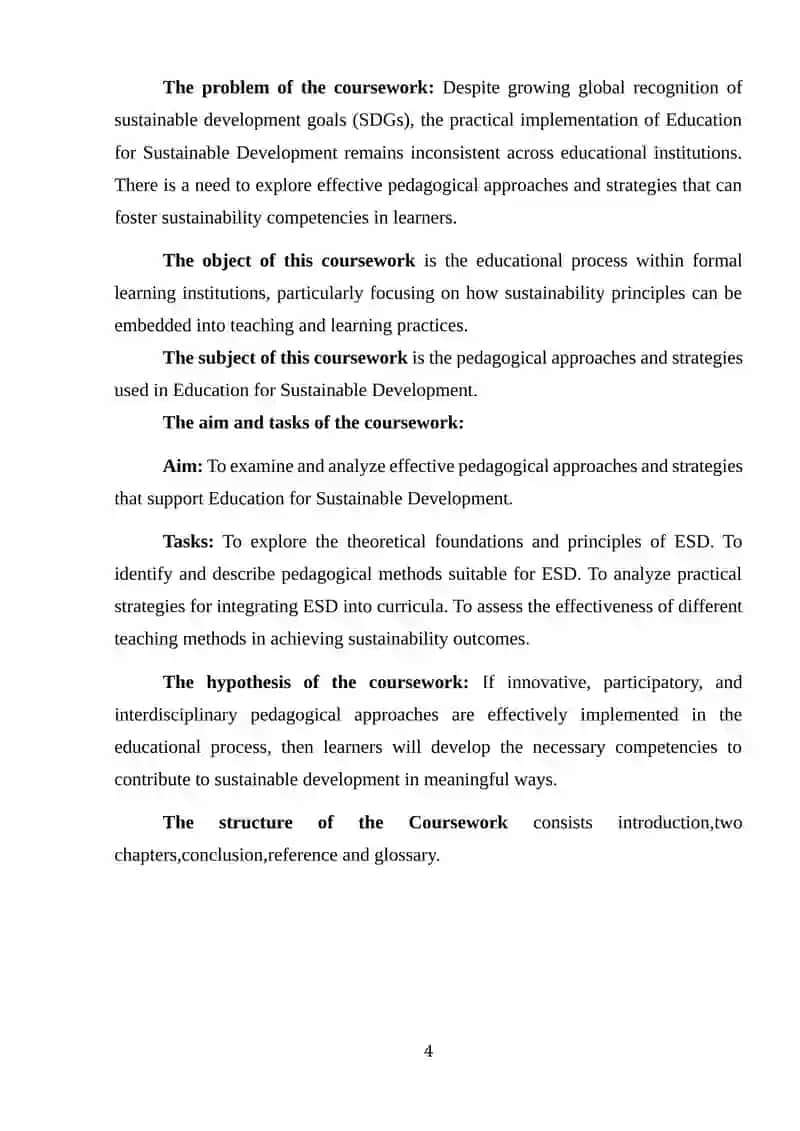 Education for Sustainable Development: Pedagogical Approaches and Strategies 4