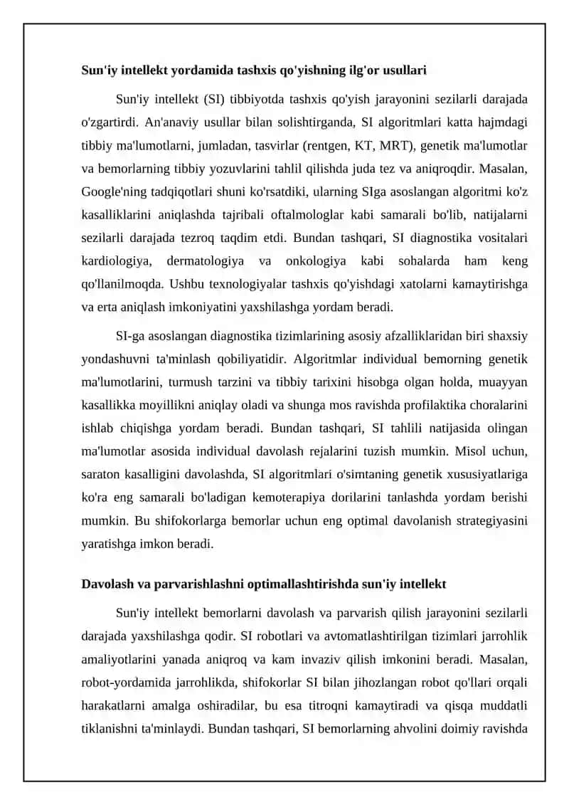 Sun'iy intellektning tibbiyotdagi qo'llanilishi va afzalliklari 4
