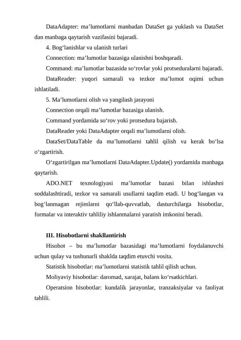 ADO.NET texnologiyasi 4