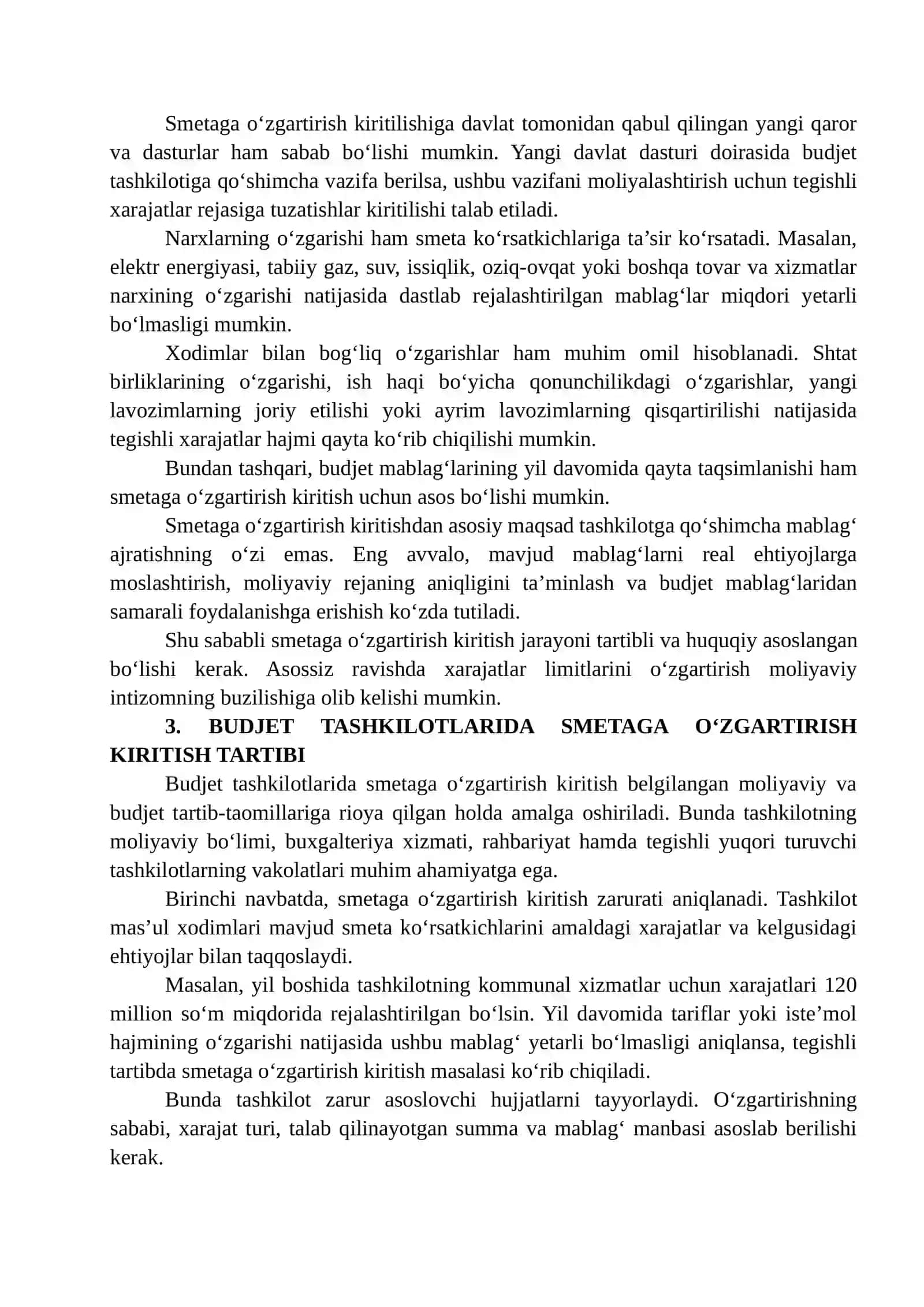 BUDJET TASHKILOTLARIDA SMETAGA O‘ZGARTIRISH VA QO‘SHIMCHALAR KIRITISH TARTIBI 4