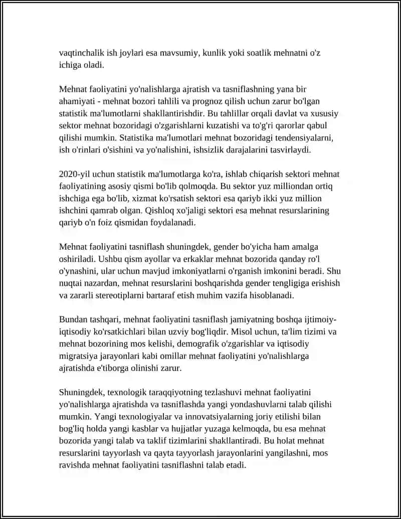YONALISHLARGA KO'RA MEHNAT FAOLIYATI TAHLILI 4