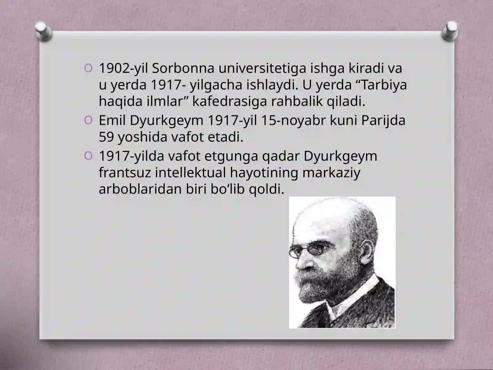 E.Dyurkgeymning «Ijtimoiy mehnat taqsimoti» asari 4