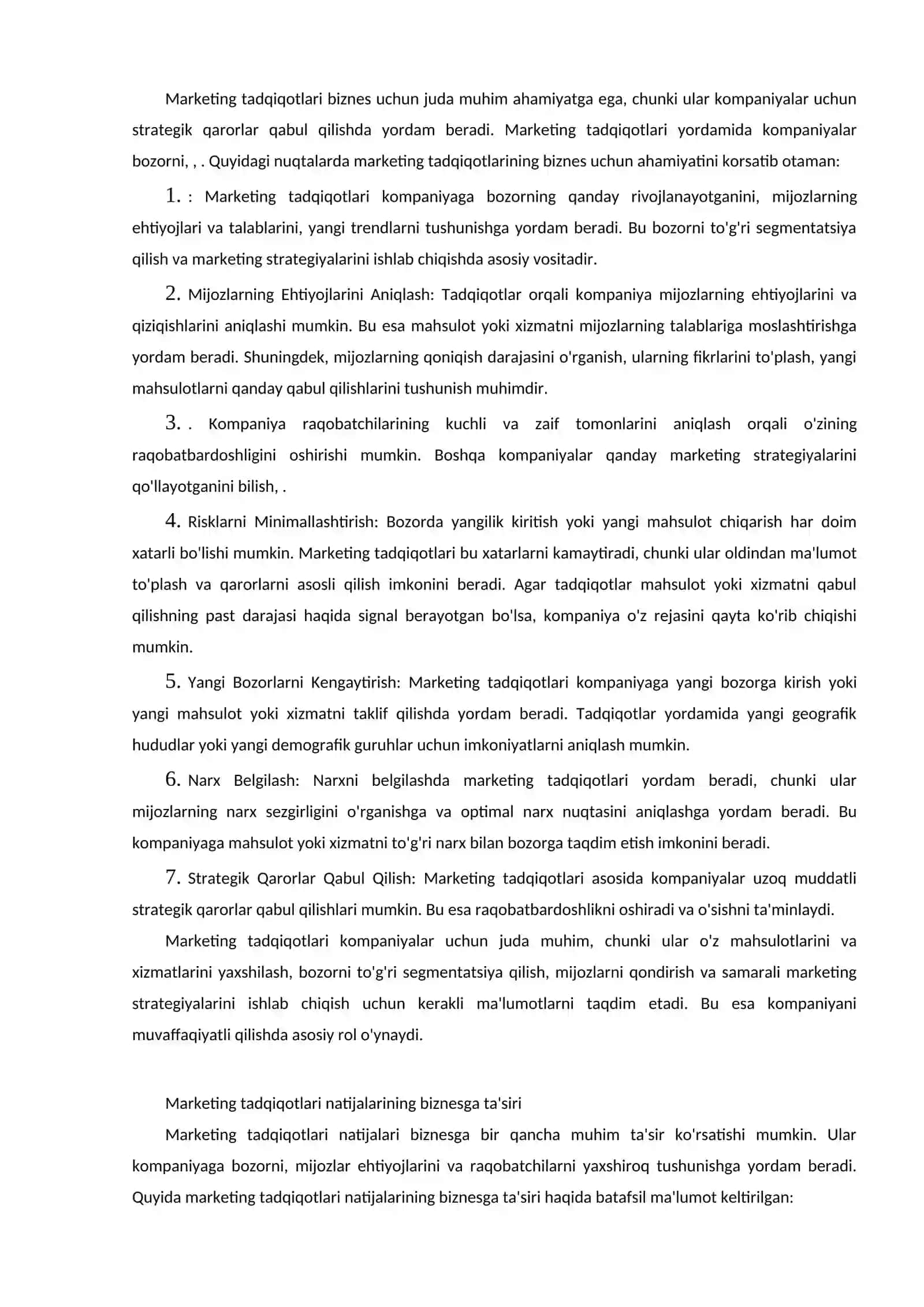 Marketing tadqiqotlari va ularning biznes uchun ahamiyati 4