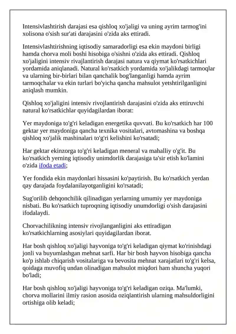 Qishloq xo'jaligi ishlab chiqarishini intensivlashtirish 4