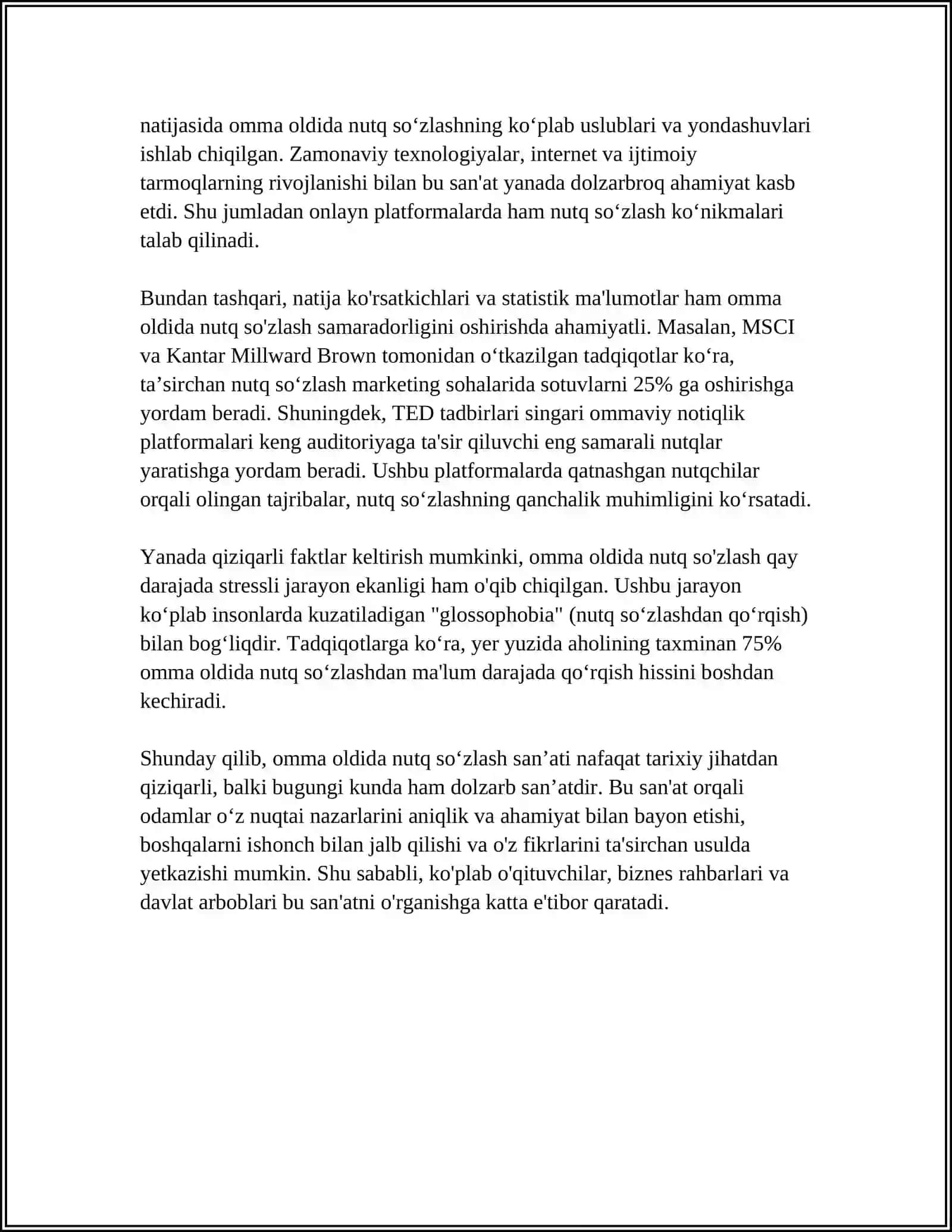 OMMA OLDIDA NUTQ SO‘ZLASH: TUZILISHI, TEXNIKASI VA USULLARI 4