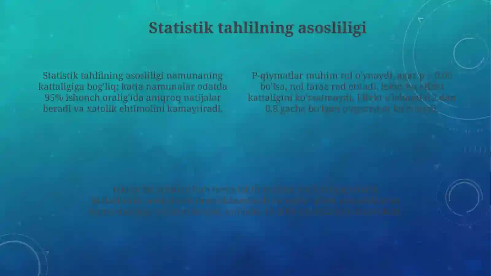 Statistik tadqiqot natijalarini ishonchlilik darajasini baholash 4