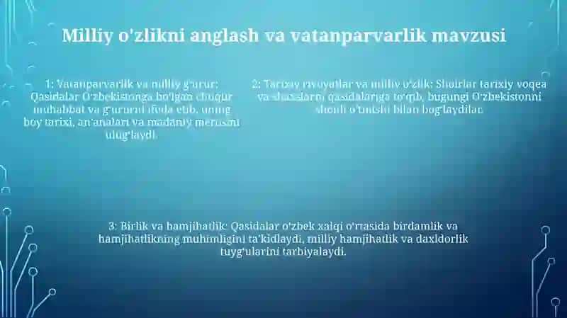 O'Zbegim Qasidasida Qanday Mavzu Va G'Oya Tarannum Etilgan 4