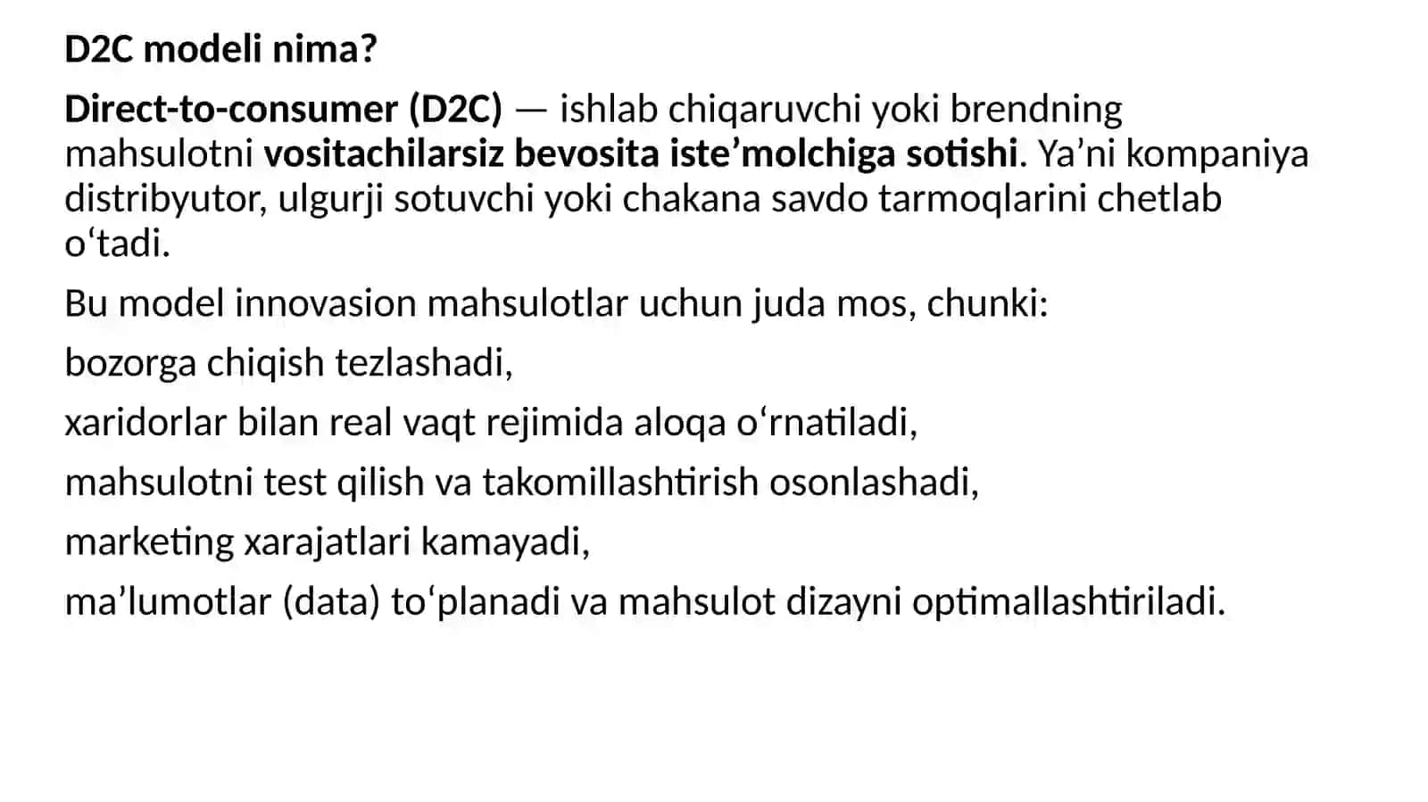 Innovasion mahsulotlarni iste'molchilarga etkazish boʻyicha qaror qabul qilish 4