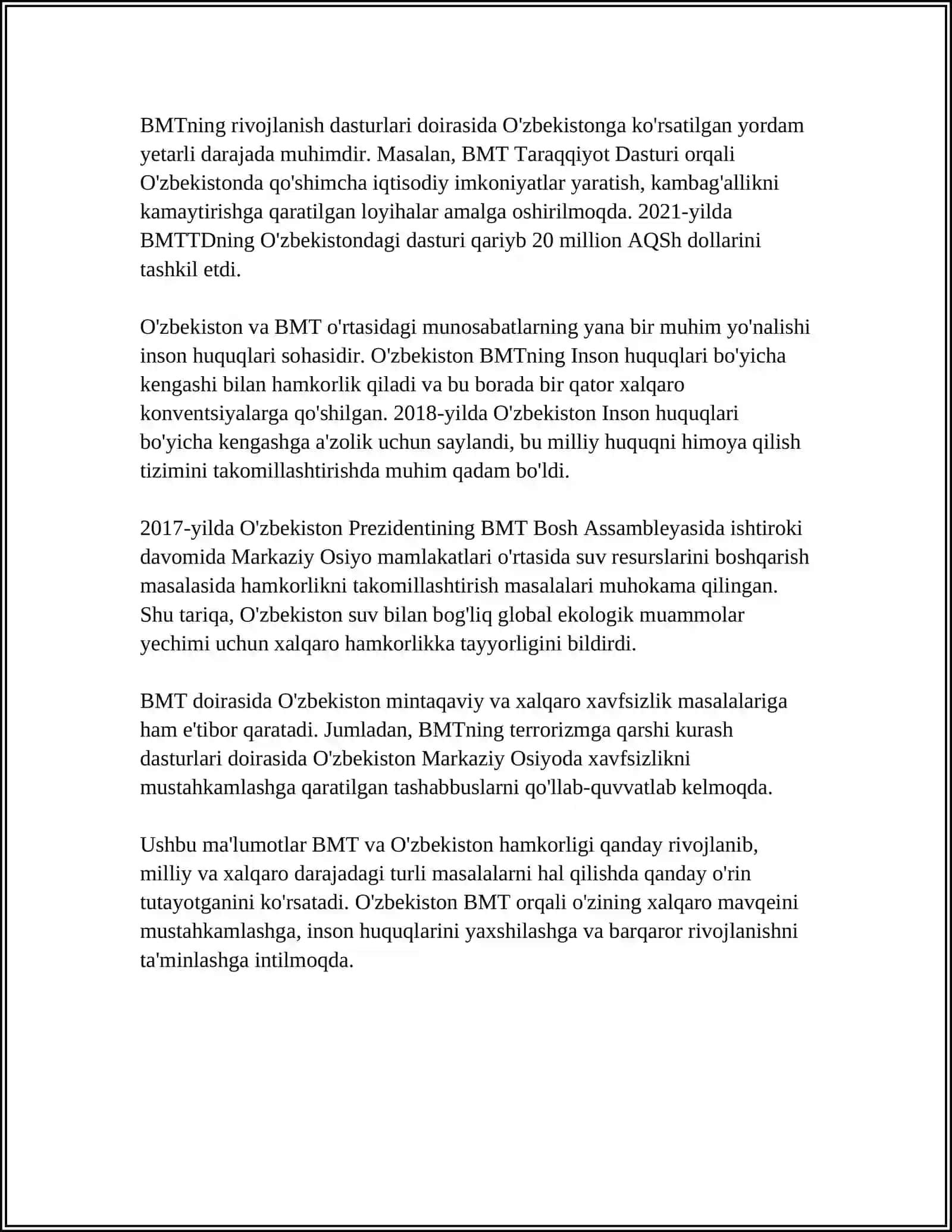 O‘ZBEKISTONNING HALQARI TASHKILOTLAR BILAN ALOQALARI 4