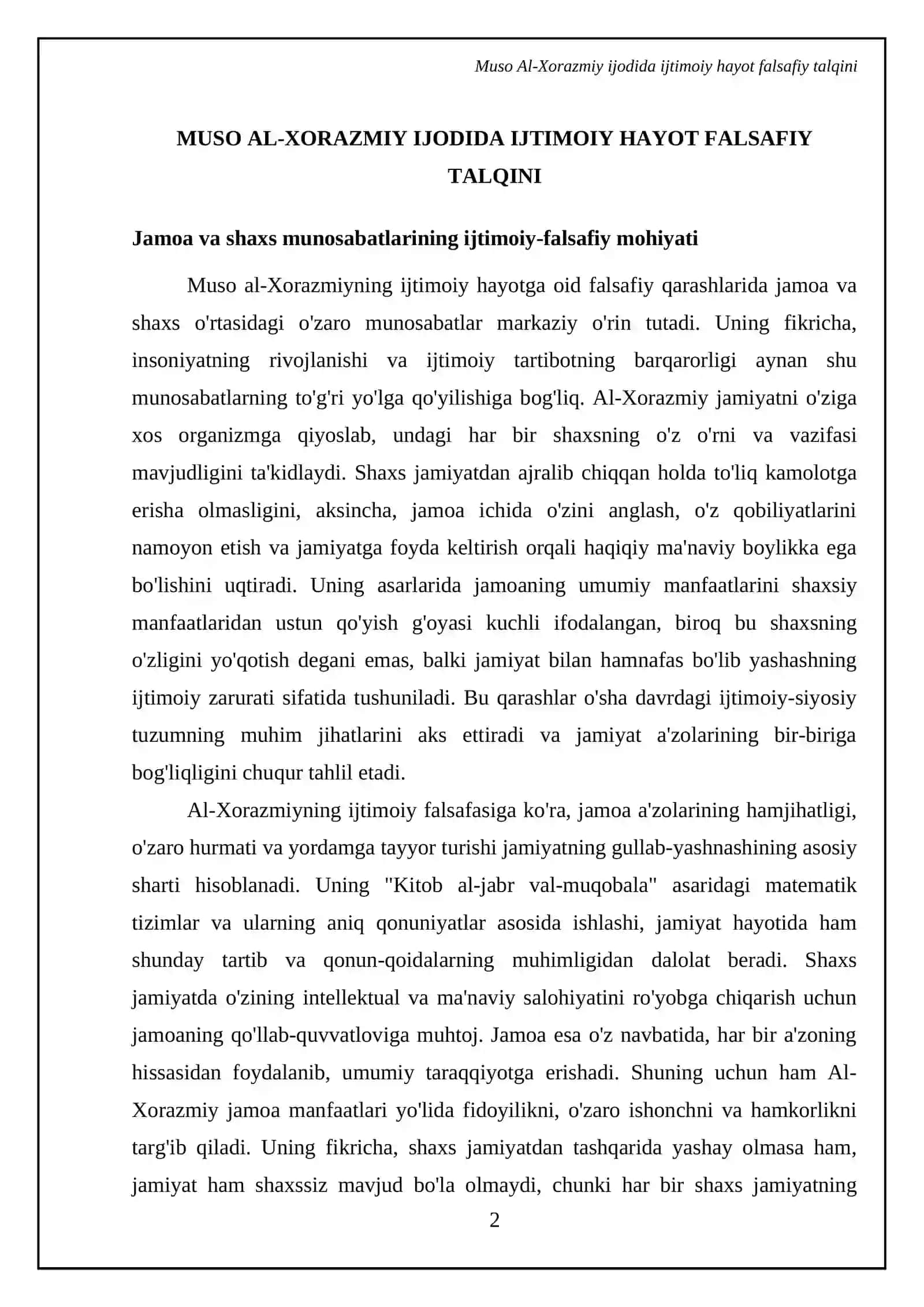Markaziy Osiyo mutafakkirlarining ijtimoiy falsafiy qarashlari (Muso Al Xorazmiy) 4