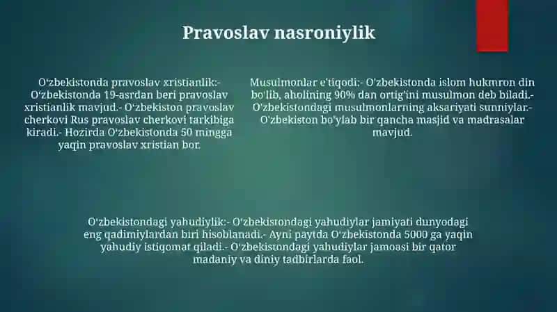 Ozbekistonda Faoliyat Yuritadigan Diniy Konfessiyalar 4
