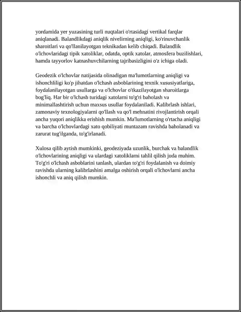 GEODEZIK O'LCHASH, ULARNING ANIQLIGI VA XATOLIKLARI 4