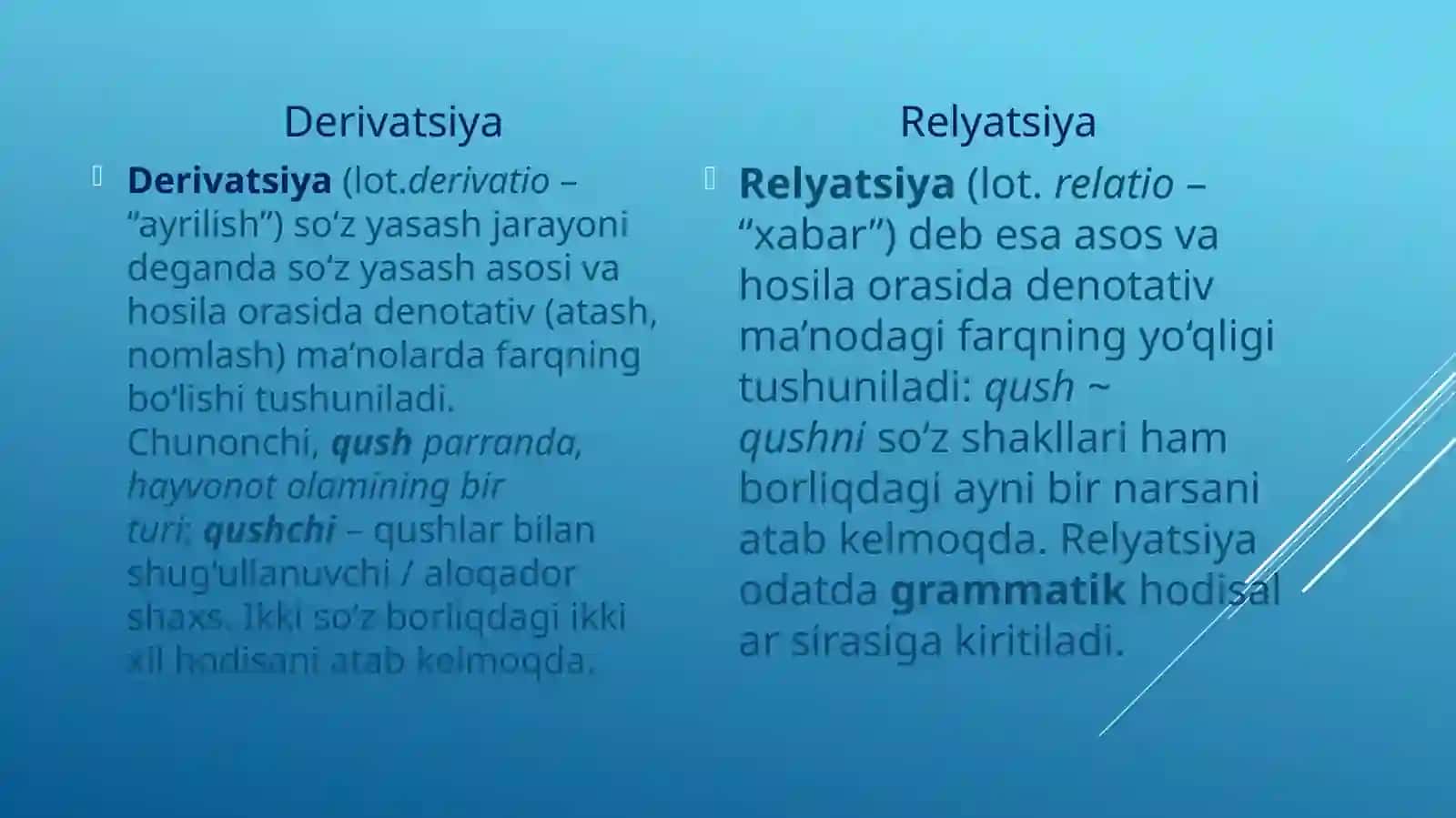 O‘zbek tili derivatsiyasi 4